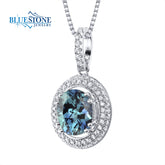 Sterling Silver Rhodium Plated Pendant with One 10mm x 8mm 3.75 Carat